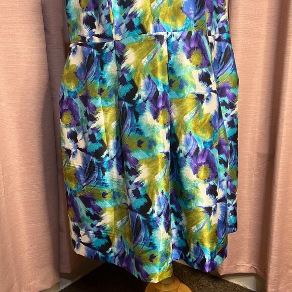 NWT Kim Rogers Women Plus  24W Water Color Sleeveless Dress Midi Career Event - Picture 4 of 16